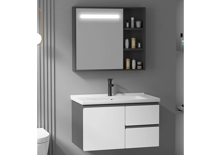 Luxe het Drijven van de de Leveranciersspiegel van de Badkamersijdelheid van het Kabinets Moderne Matte White Wall Mounted Bathroom de Ijdelheidsreeks