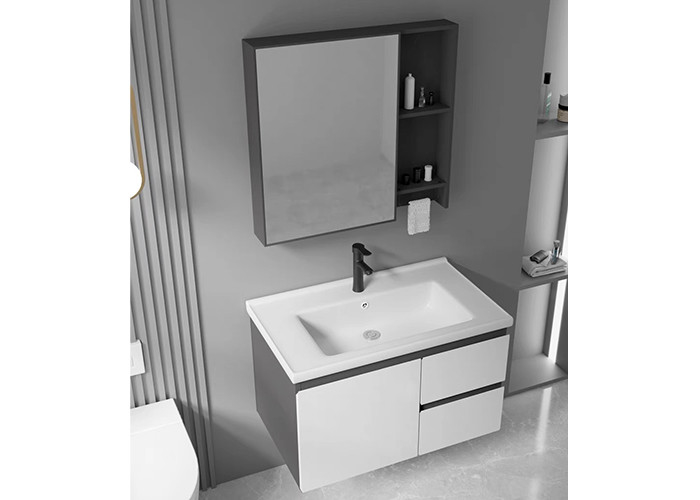 Luxe het Drijven van de de Leveranciersspiegel van de Badkamersijdelheid van het Kabinets Moderne Matte White Wall Mounted Bathroom de Ijdelheidsreeks