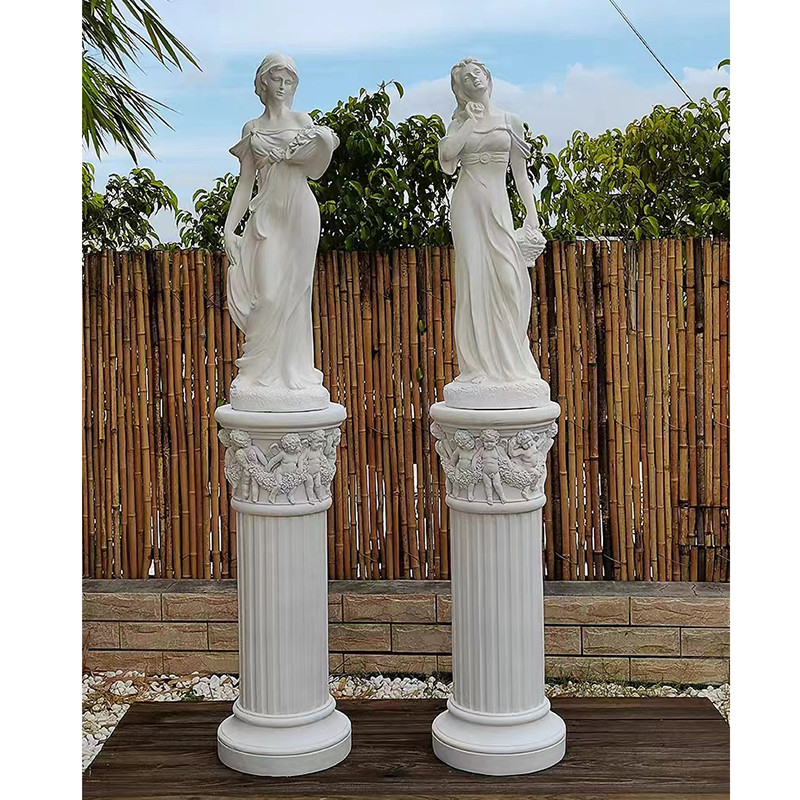 Openluchttuindecoratie Dame Levensgrote Marble Stone Sculpture