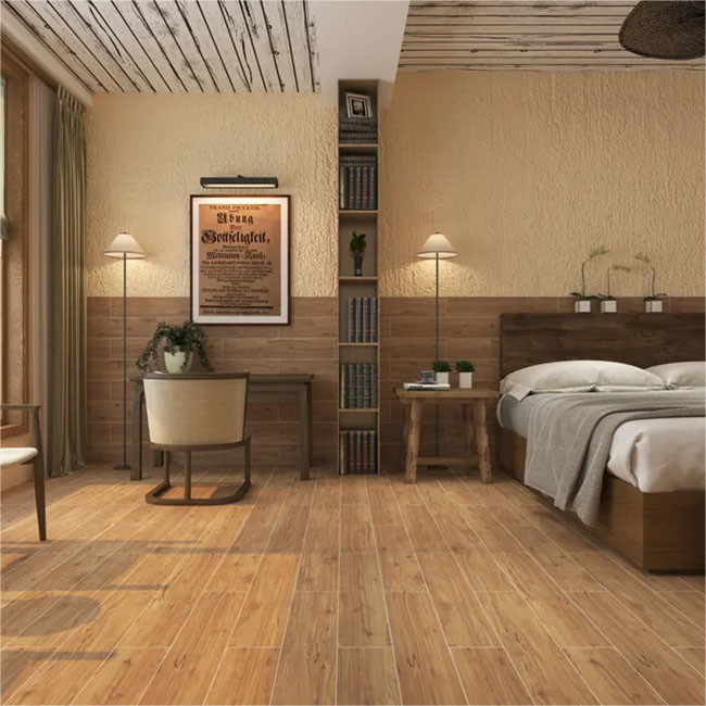 Imitatie Stevige Houten van de de Korrelvloer van het Textuur Volledige Lichaam Moderne Houten de Tegels niet Misstap