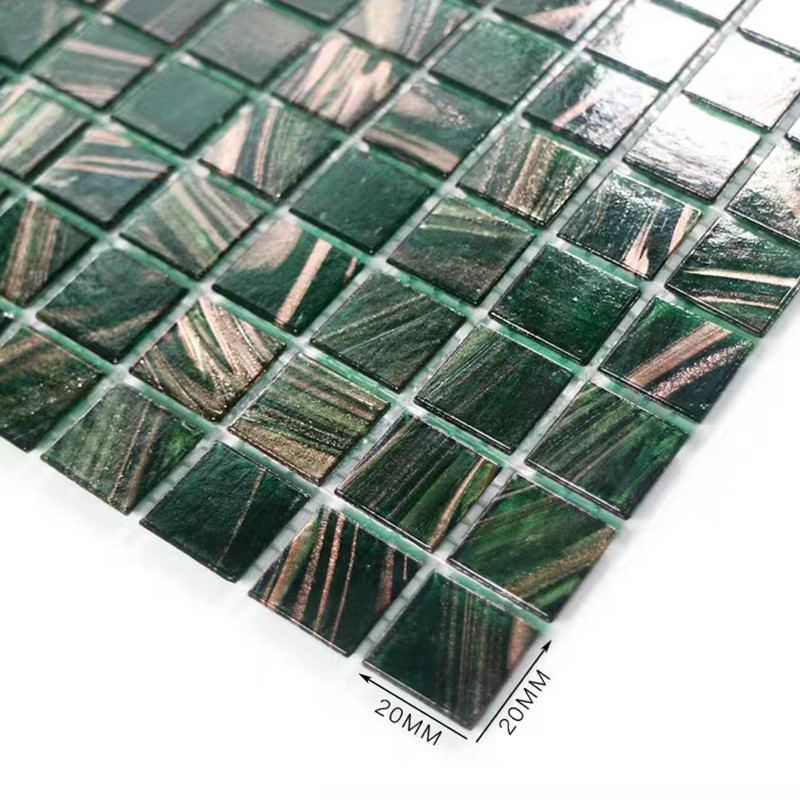 Klassieke Retro het Mozaïektegels van het Stijl Groene Glas met Gouden het Toilet van de Achtergrond lijnbadkamers Muurtegels