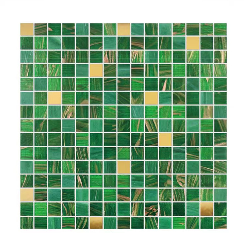 Klassieke Retro het Mozaïektegels van het Stijl Groene Glas met Gouden het Toilet van de Achtergrond lijnbadkamers Muurtegels