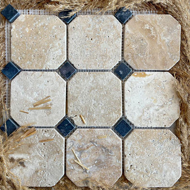 300X300mm Niet-glijdende vloertegels Natuurlijke grotsteen Mozaïek Clem Stone Hotel Do Oude Octagon