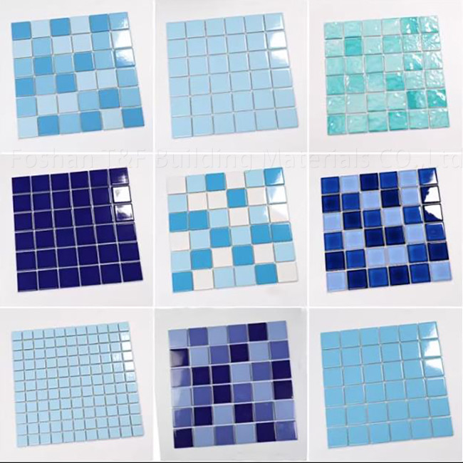 Het vierkante van de Tegel Binnenvissen van het Zwembadmozaïek van het de Pool Ceramische Openluchtlandschap Blauw van de de Muurgrond