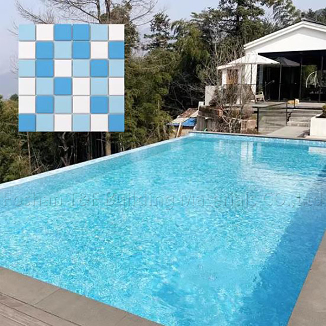 Het vierkante van de Tegel Binnenvissen van het Zwembadmozaïek van het de Pool Ceramische Openluchtlandschap Blauw van de de Muurgrond