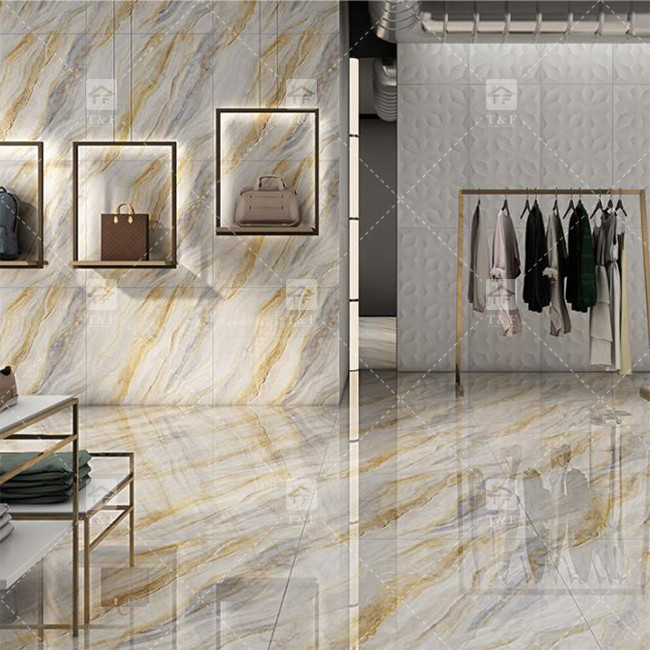 Luxe full body marmer hoog glanzend porselein geglazuurde tegels voor woonkamer