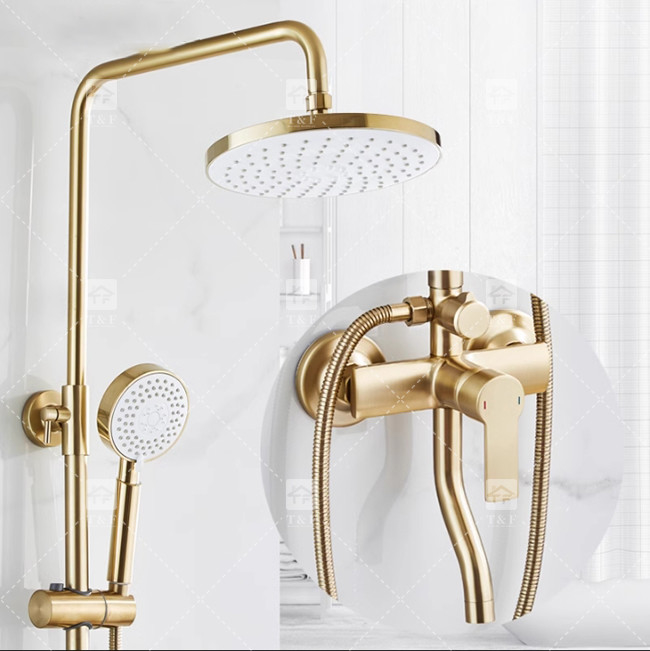 Nordic Light Luxe Douche Set Home Kraan Messing Gepoetste Goud Warm En Koud Onder Druk Doos