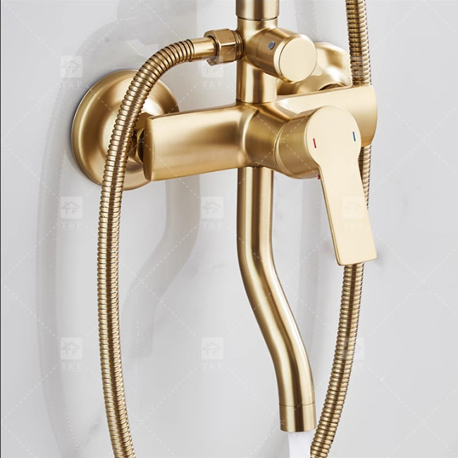 Nordic Light Luxe Douche Set Home Kraan Messing Gepoetste Goud Warm En Koud Onder Druk Doos