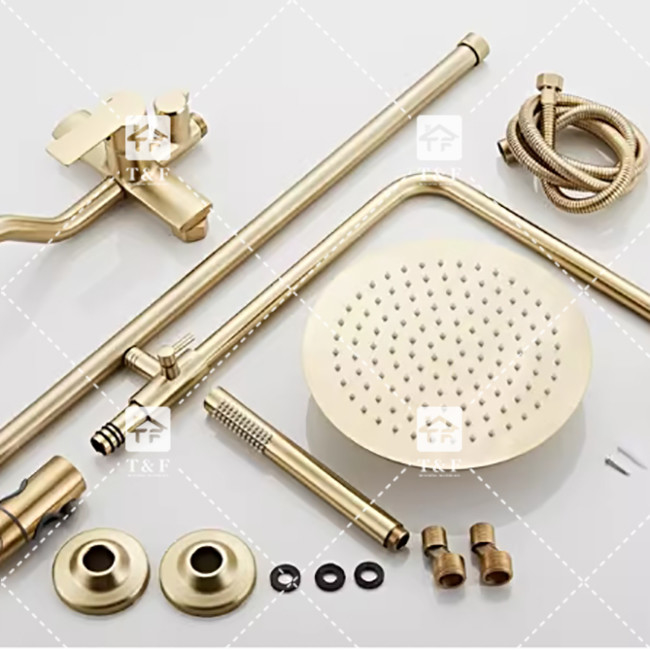 Nordic Light Luxe Douche Set Home Kraan Messing Gepoetste Goud Warm En Koud Onder Druk Doos
