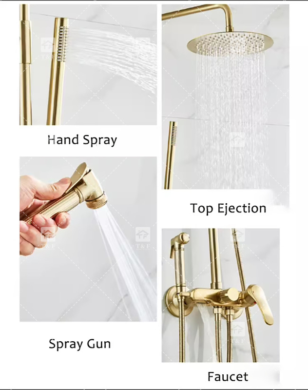 Nordic Light Luxe Douche Set Home Kraan Messing Gepoetste Goud Warm En Koud Onder Druk Doos