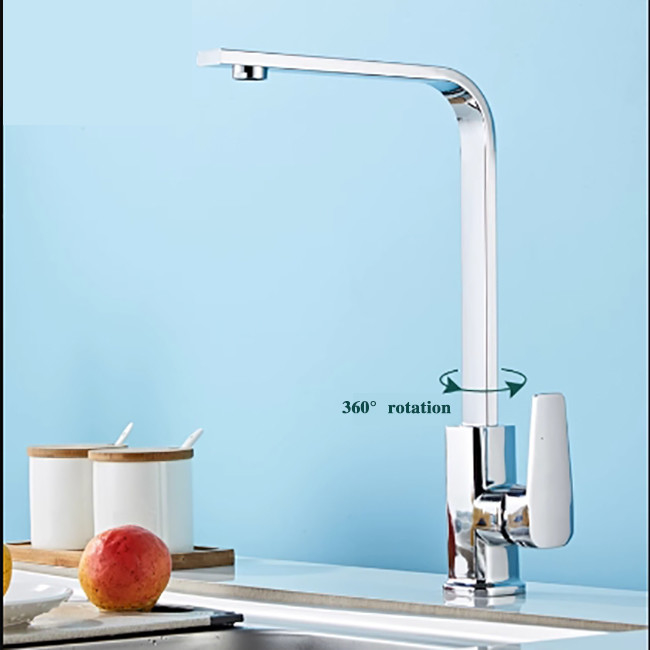 360° Rotatie Keukenkraan Warm en koud water Wasbecken Wasbak Splash Anti 2 In 1 Vierkant