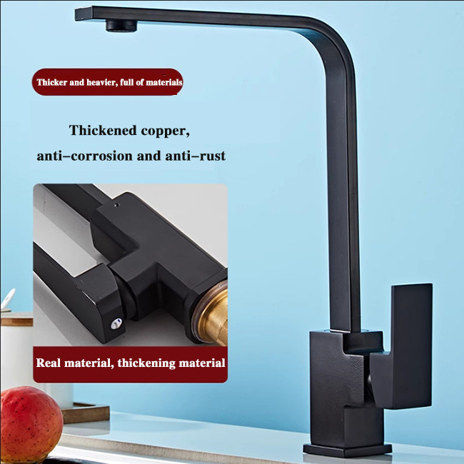 360° Rotatie Keukenkraan Warm en koud water Wasbecken Wasbak Splash Anti 2 In 1 Vierkant