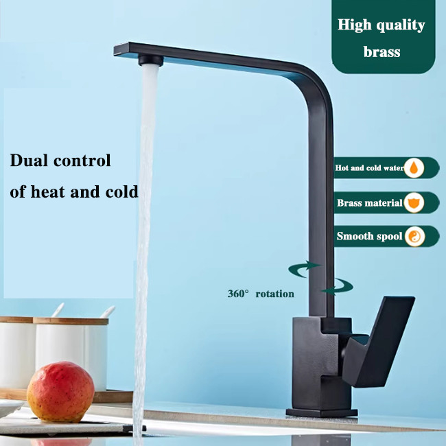 360° Rotatie Keukenkraan Warm en koud water Wasbecken Wasbak Splash Anti 2 In 1 Vierkant