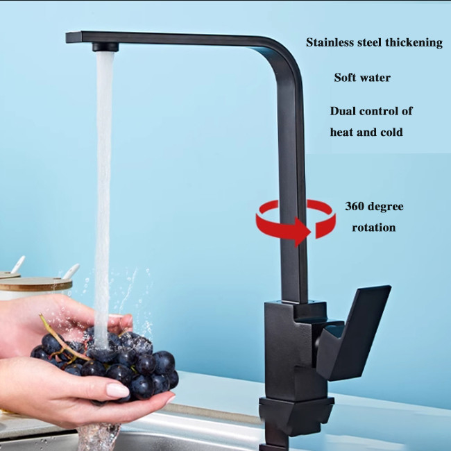 360° Rotatie Keukenkraan Warm en koud water Wasbecken Wasbak Splash Anti 2 In 1 Vierkant