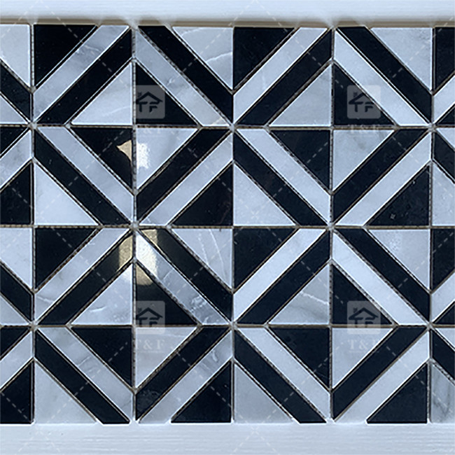 Zwarte en witte marmersteen mozaïektegel voor wand keuken Backsplash slijtvast