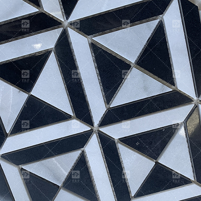Zwarte en witte marmersteen mozaïektegel voor wand keuken Backsplash slijtvast