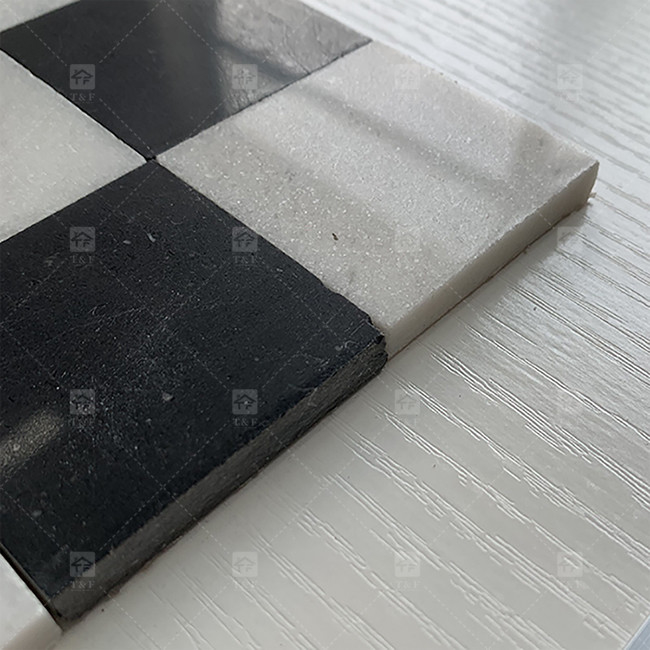 Vierkant Zwart en Wit Marmeren Steen Mosaïek Tegel 8mm Muur Decoratie
