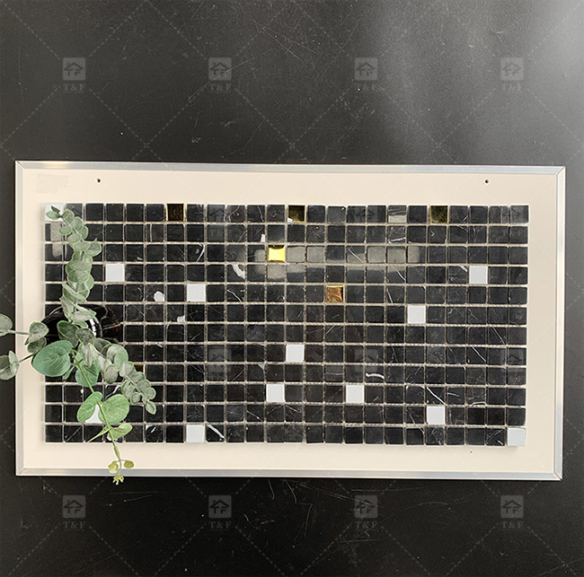 Vierkant Zwart en Wit Marmeren Steen Mosaïek Tegel 8mm Muur Decoratie