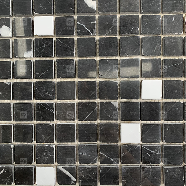 Vierkant Zwart en Wit Marmeren Steen Mosaïek Tegel 8mm Muur Decoratie
