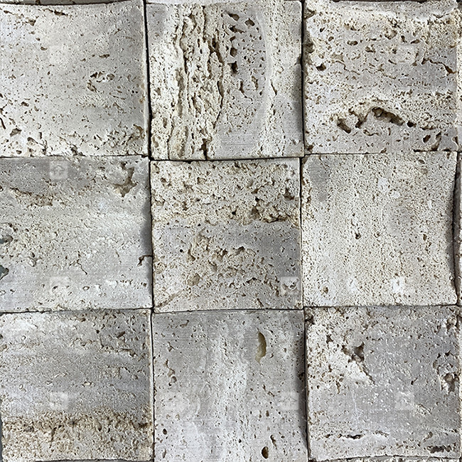 Natuurmarmer Beige Travertijn Mozaïek vloerwandtegel Concave achtergrond Muurcultuurtegel