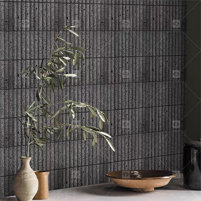 Zwarte kleur Curve Fluted Kalksteen Mosaïek Tile Decoratie Badkamer Backsplash Tile