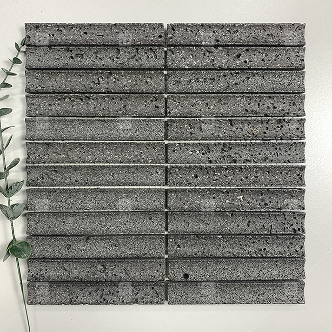 Zwarte kleur Curve Fluted Kalksteen Mosaïek Tile Decoratie Badkamer Backsplash Tile