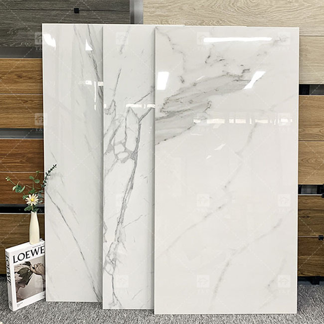 600x1200mm Hoog Glanzend Carrara Wit Gepolijst Gelast Tegel Voor Marmeren Porseleinen Tegels