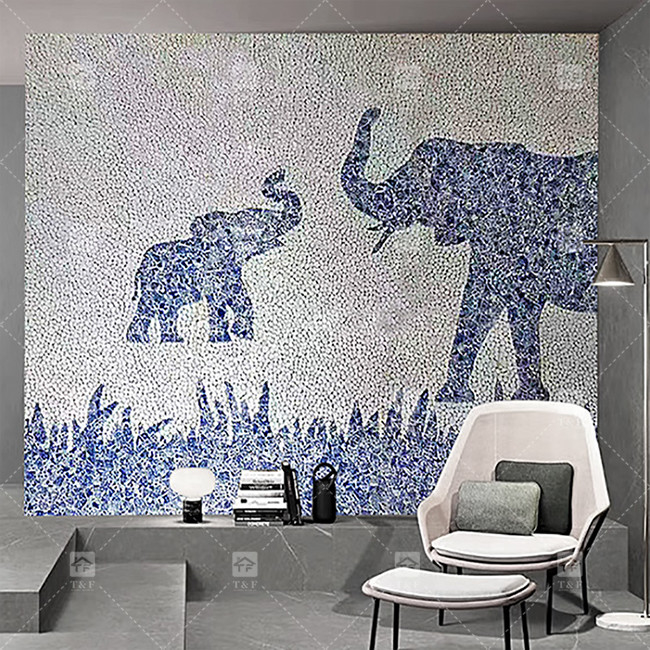 Mozaïek tegel Foto kunst Muurschildering Restaurant Woonkamer Interieur Muurschildering Muurschildering Mozaïek