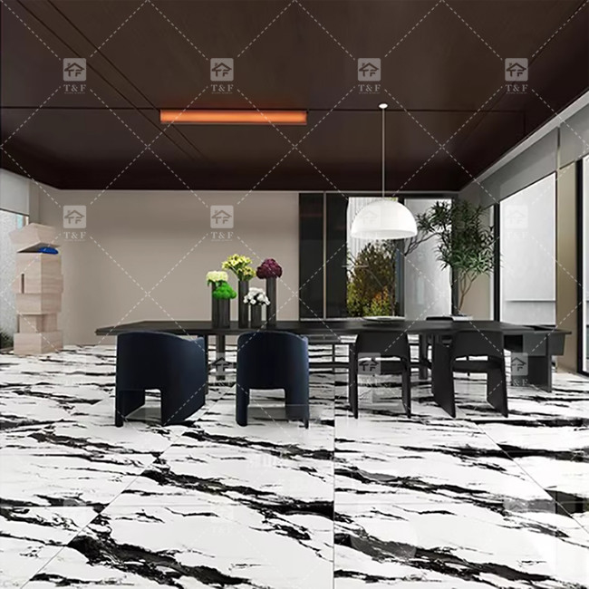Panda Wit Marmer Look Porseleinen tegels 600x1200mm Slab voor woonkamer Wand Decor Luxe Steen voor winkels